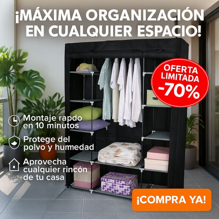 ÚLTIMAS 12 UNIDADES - ARMARIO ROPERO CLOSET CON CUBIERTA DE TELA NO TEJIDA 45 X 135 X 172cm - PROMOCION CIERRE DE LA TIENDA + 3 RAGALOS
