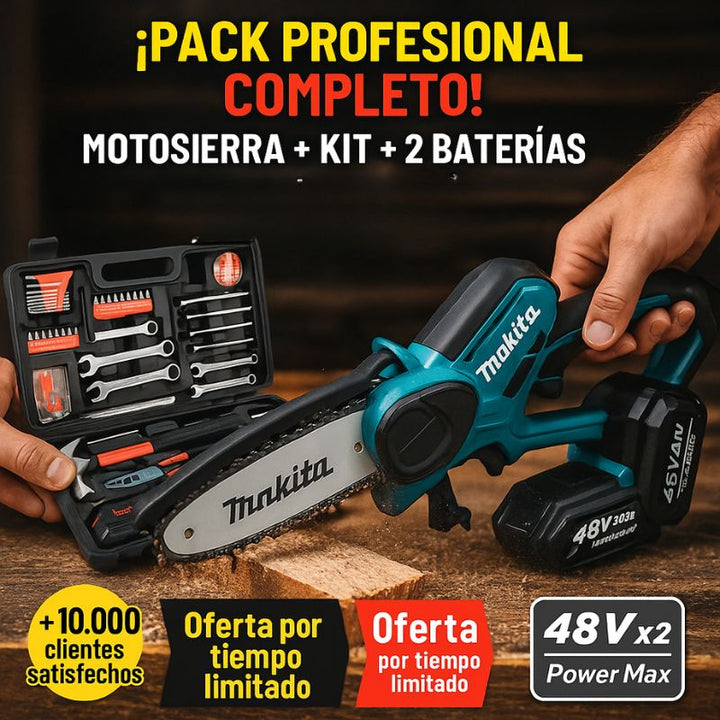 ÚLTIMAS 12 UNIDADES - MOTOSIERRA INALAMBRICA MAKITA + KIT HERRAMIENTAS + 2 BATERIAS 48V - PROMOCION CIERRE DE LA TIENDA + 3 RAGALOS
