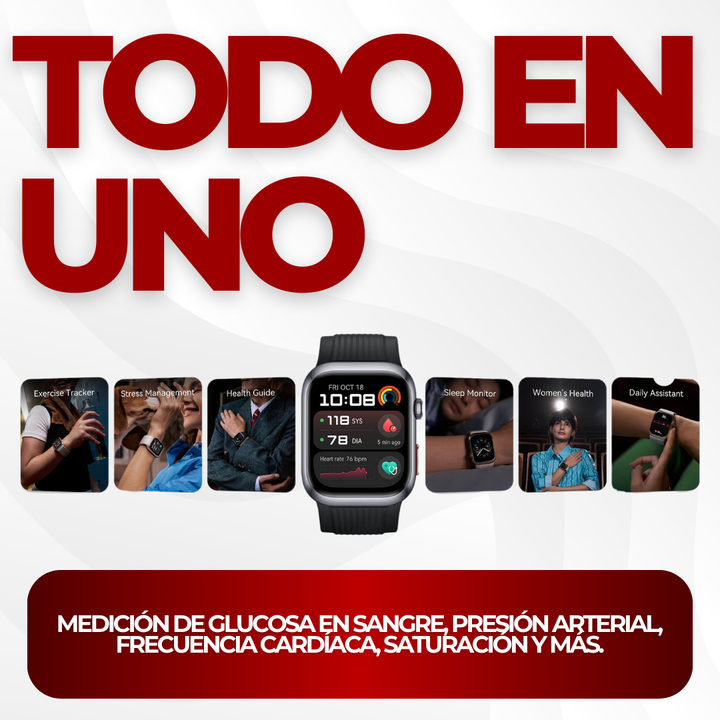 ÚLTIMAS 12 UNIDADES - GLUCOWATCH HUAWEI - RELOJ INTELIGENTE MEDIDOR DE GLUCOSA EN SANGRE + PELÍCULA DE VIDRIO PROTECTORA (GRATIS) + 3 REGALOS