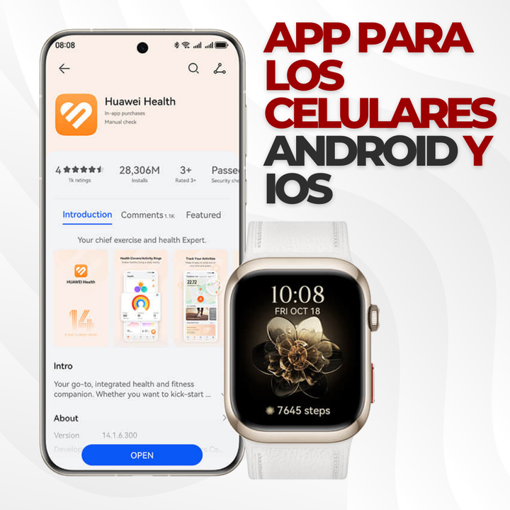 ÚLTIMAS 12 UNIDADES - GLUCOWATCH HUAWEI - RELOJ INTELIGENTE MEDIDOR DE GLUCOSA EN SANGRE + PELÍCULA DE VIDRIO PROTECTORA (GRATIS) + 3 REGALOS