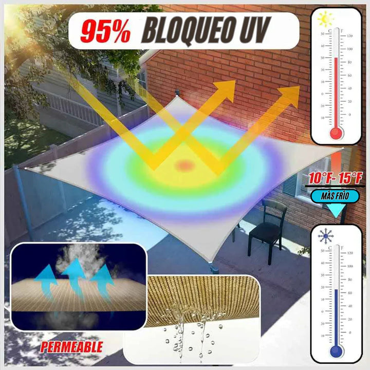 ÚLTIMAS 12 UNIDADES - TOLDO VELA DE SOMBRA RECTANGULAR 2 X 3 m - PROMOCION CIERRE DE LA TIENDA + 3 RAGALOS
