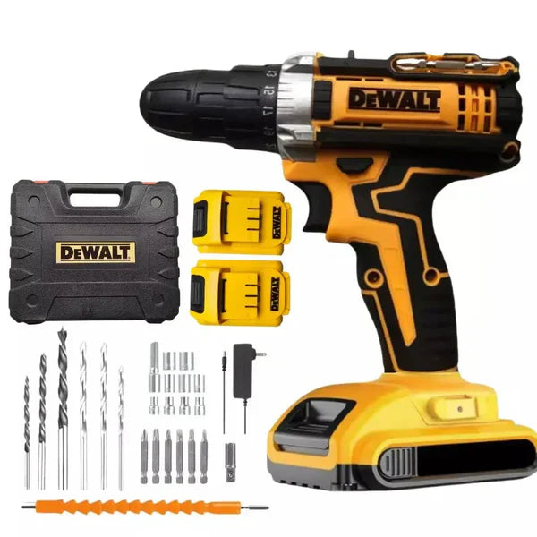 ÚLTIMAS 12 UNIDADES - KIT DEWALT ORIGINAL: Taladro de Alto Impacto Inalámbrico + 26 ACCESORIOS [2 BATERIAS de 48V] + 3 RAGALOS