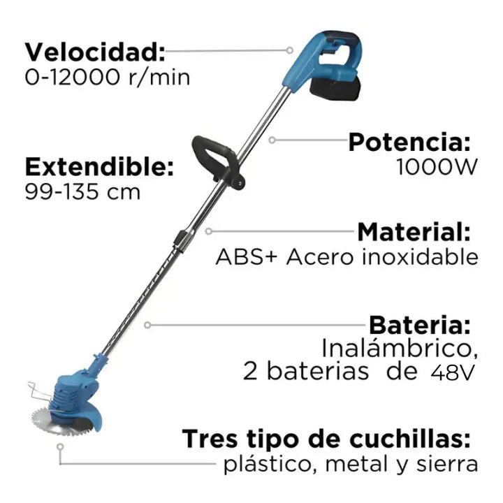 ÚLTIMAS 12 UNIDADES - Cortadora de Cesped Inalámbrica TurboBlade™ [2 BATERÍAS RECARGABLES] + 3 RAGALOS