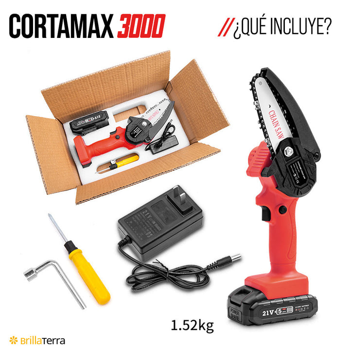 ÚLTIMAS 12 UNIDADES - CortaMax 3000 – Mini motosierra inalámbrica y portátil para trabajos de jardinería y bricolaje + 3 REGALOS
