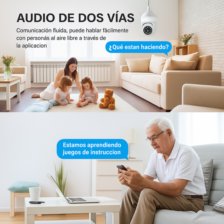 ÚLTIMAS 12 UNIDADES - FOCO CAMARA DE SEGURIDAD 360° FULL HD VISION NOCTURNA + 3 REGALOS