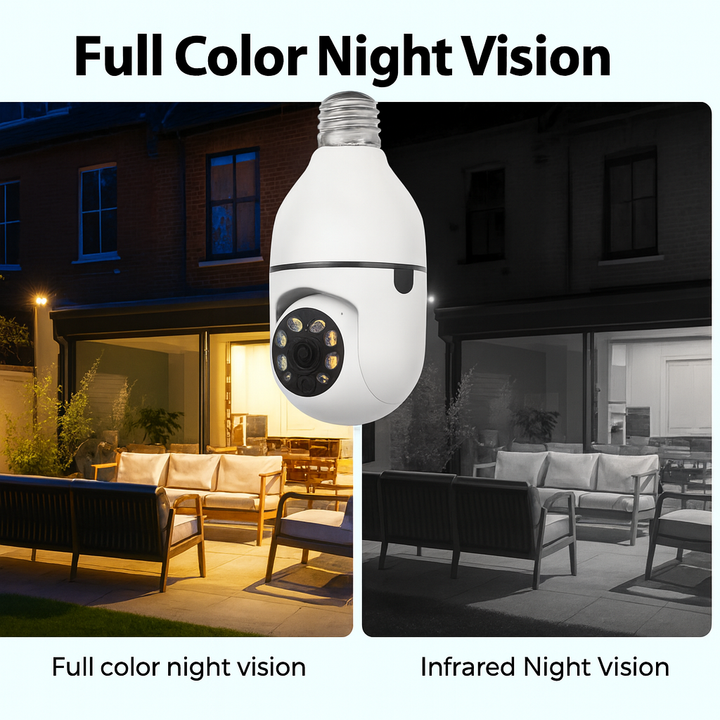 ÚLTIMAS 12 UNIDADES - FOCO CAMARA DE SEGURIDAD 360° FULL HD VISION NOCTURNA + 3 REGALOS