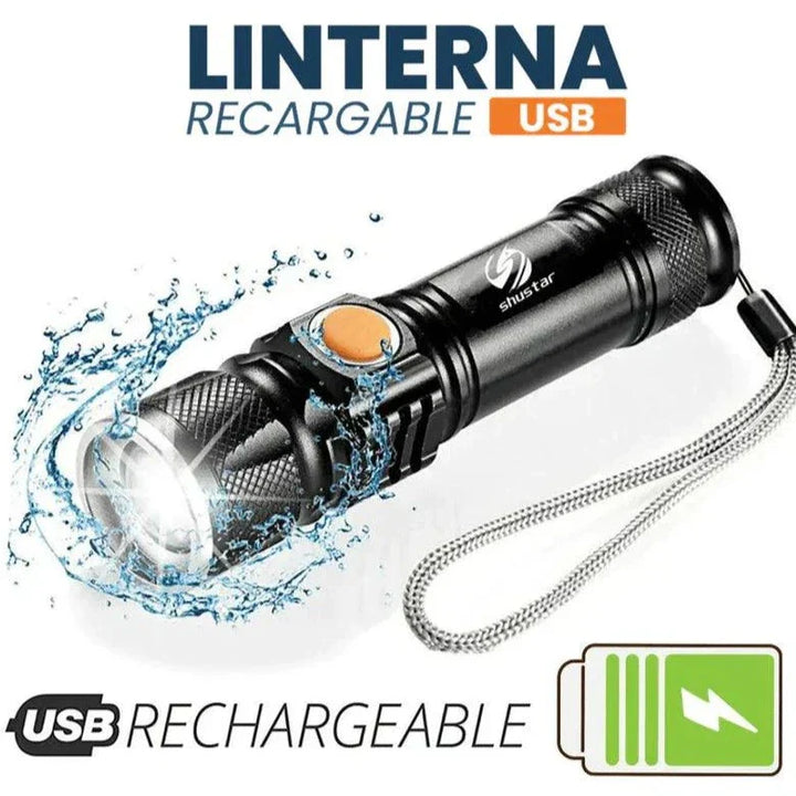 ÚLTIMAS 12 UNIDADES - COMPRE 1 Y LLÉVATE 2 - Linterna Táctica TitanioPro USB + 3 REGALOS