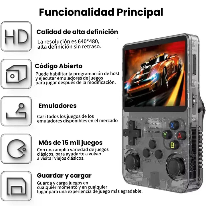 ÚLTIMAS 12 UNIDADES - CONSOLA DE JUEGO PORTÁTIL R36S🕹 + 3 RAGALOS