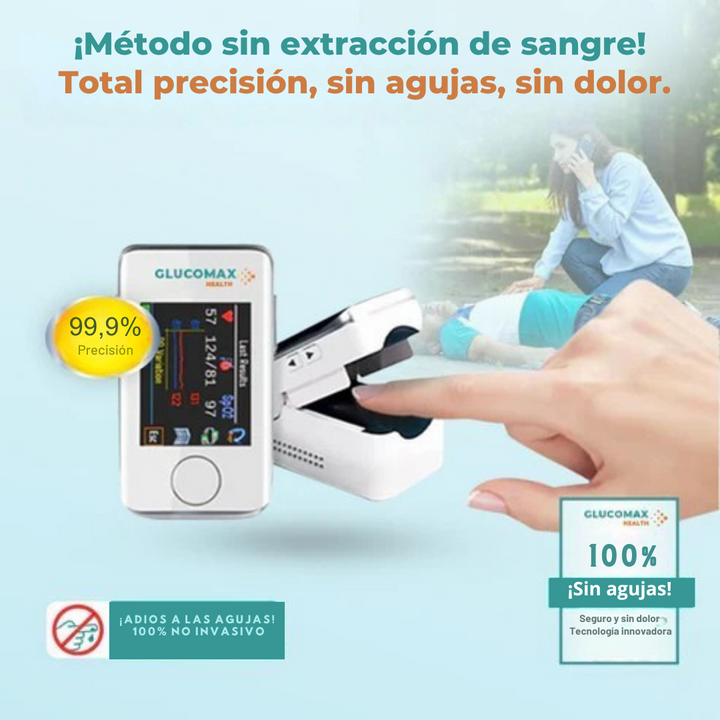 ÚLTIMAS 12 UNIDADES - Glucómetro Láser No Invasivo GlucoMax [99.9% DE PRECISIÓN] + 3 RAGALOS