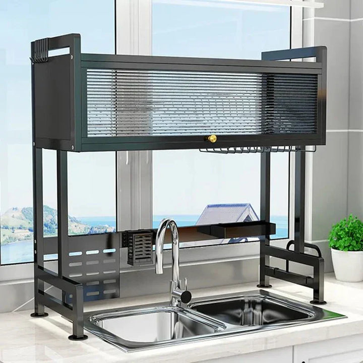 ÚLTIMAS 12 UNIDADES - Escurridor de Loza en Acero Inox 3 Pisos - Con Gabinete y Tapa + 3 RAGALOS