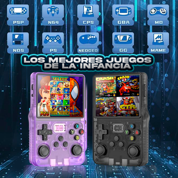 ÚLTIMAS 12 UNIDADES - CONSOLA DE JUEGO PORTÁTIL R36S🕹 + 3 RAGALOS