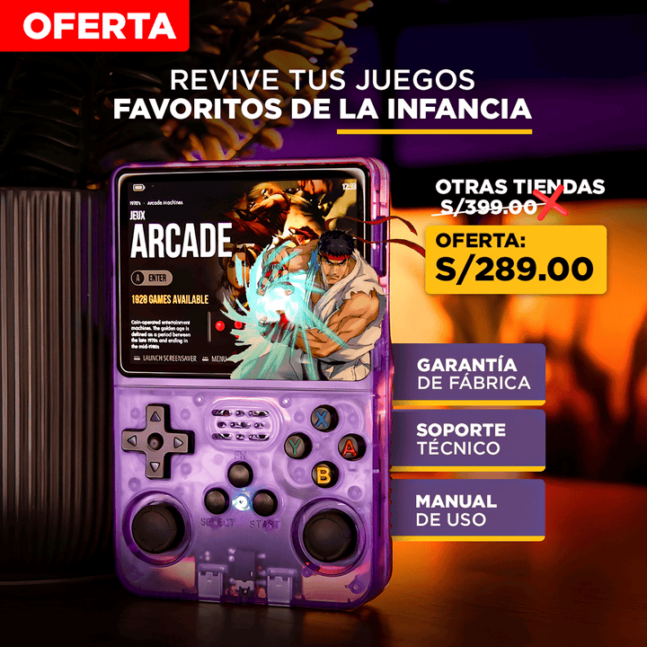 ÚLTIMAS 12 UNIDADES - CONSOLA DE JUEGO PORTÁTIL R36S🕹 + 3 RAGALOS