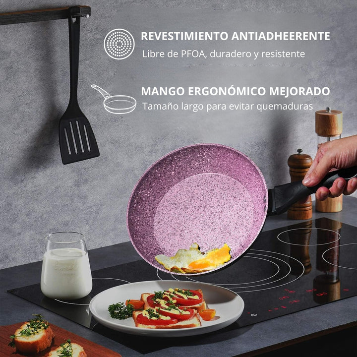 ÚLTIMAS 12 UNIDADES - SET 2 SARTENES GRANITO MORADO + 3 REGALOS